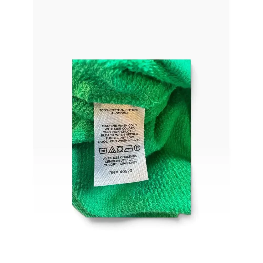 LOFT Women’s Large Green Puff Sleeve Sweatshirt Top 100% Cotton Crewneck